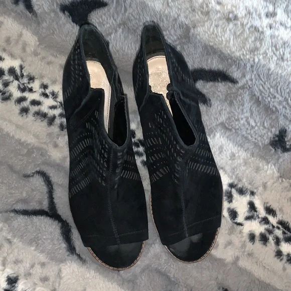 Vince Camuto Suede Open Toe Ankle Boots — 9 - Picture 7 of 13